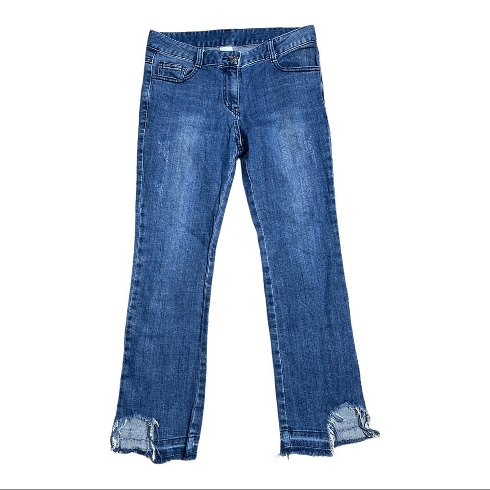 Boot Cut Distressed Rag Hem Jeans - Picture 1 of 6